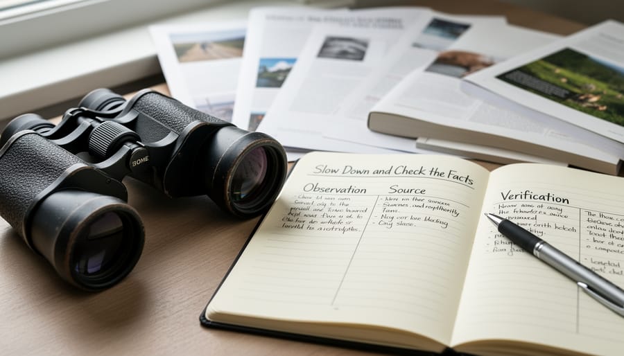 Binoculars and a notebook on a bench overlooking a busy city street.