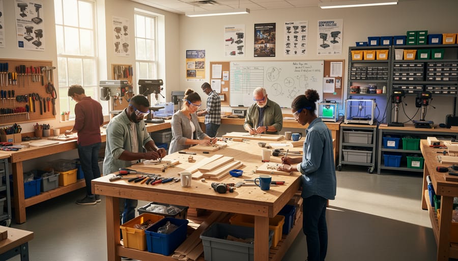 Workshop tools and materials in a community college open learning space